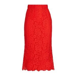 NWT Dolce & Gabbana Red corded Lace Midi Skirt IT 40 US S